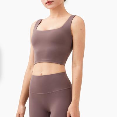 China Breathable Ready To Ship Breathable Sports Top Lift Up Gym Underwear Solid Color Female Running Yoga Bra for sale