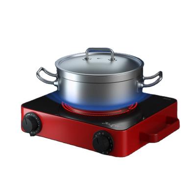 China New Hotel Hot Pot 220V Double Hot Radiant Coil Electric Infrared Cooker With Handle for sale