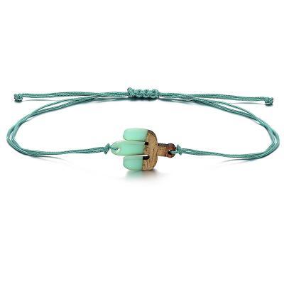 China Europe and America new fashion back and forth bracelet popular simple creative green braided wood rope retro bracelet for sale