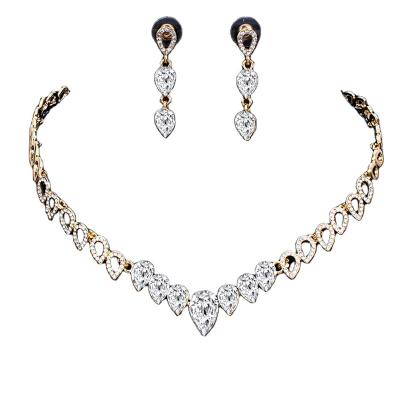 China New FASHIONABLE ladies water drop jewelry set bride necklace earrings wedding banquet two-piece accessories for sale