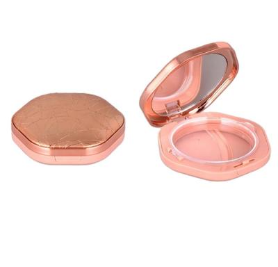 China Recyclable Hot Sale Rose Gold Metalized Plastic Powder Case Makeup Palette Empty Brush Case for sale