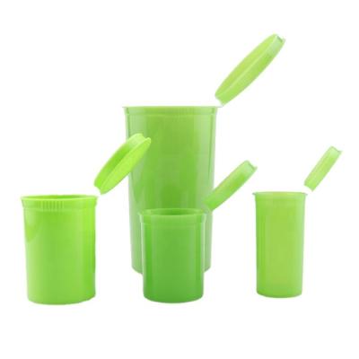 China Heavy Duty Plastic Medicine Child Squeeze Packaging Containers Pop Top Herb Bottles With Hinged Lid for sale