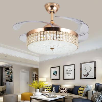 China Modern Ceiling Gold Crystal Modern Luxury Combo Lighting Fan Light Chandelier for sale