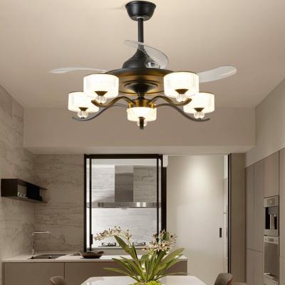 China Modern Silent Modern Crystal Retractable Blades Ceiling Fans Chandelier Fan For Indoor for sale