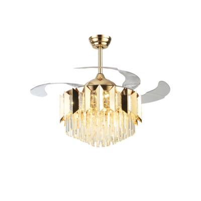 China 42 Inch Modern Retractable Ceiling Fan Chandelier Combo Lighting for sale