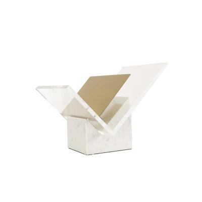 China Eco-friendly Modern Minimalist Acrylic Shelf Marble Shelves Books Clips Ornaments Decoration Stones Home Wholesale Marble Crafts for sale