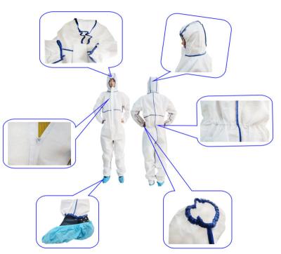 China Breathable TYPE 5.6 nomex protective coverall protective suit with Hood Coverall with boots, or with shoe cover white for sale