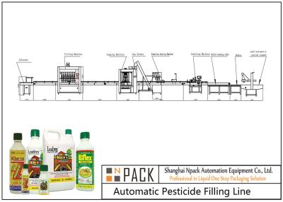 China Npack Food Manufacturing Line Automatic Pesticide Pesticide Filling Capping Labeling Machine for sale