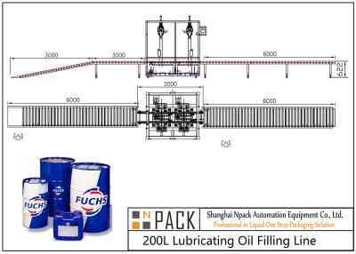 China Automatic Oil Food Npack Servo Motor Lubricating Oil 200L Filling Capping Labeling Machine Line for sale