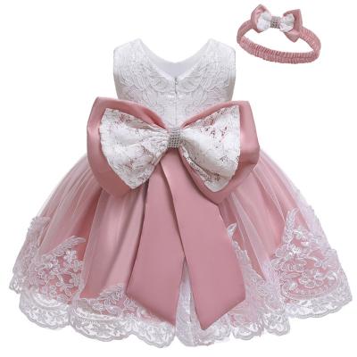 China Breathable LZH Bow Bridesmaids Wedding Party Dresses Kids Prom Dress Breathable Big Princess Dress for sale