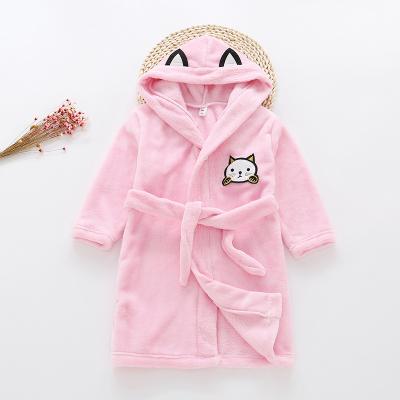 China LZH Soft Plush Fleece Bathrobe Kids Breathable Hooded Long Robes Baby Bathrobe With Cartoon Animal Design for sale