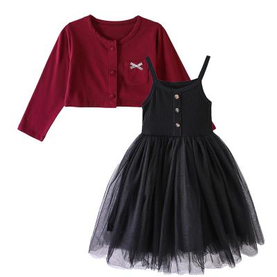 China LZH Kids Dress Toddler Girls Dress Breathable Tulle Casual Princess Dress With Cotton Cardigan 1-6 Years Old for sale