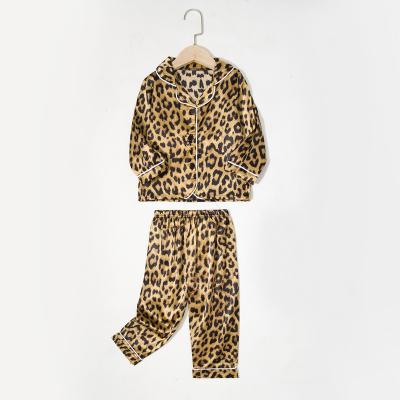 China LZH Breathable Children Pajamas Set Leopard Silk Girls Satin Organic Soft Pajamas Boys Sleepwear for sale