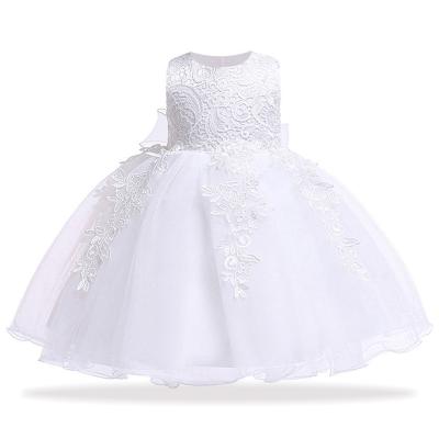 China Infant Wedding White Christening Gown LZH Anti-Static Babies Toddler Princess Gown Baby Dress 1 Year Birthday Party for sale