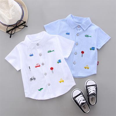 China LZH Cartoon Car Cartoon Fashion Lapel Shirt Infant Cute Kids Clothes Summer Breathable Clothing Shirt Baby Boy for sale