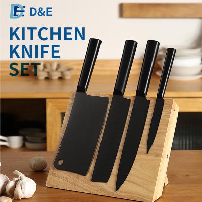 China Viable Hot Selling Black Nonstick Coating 8 Pieces Set Universal Meat Cutter Stainless Steel Kitchen Chef Knife Set for sale