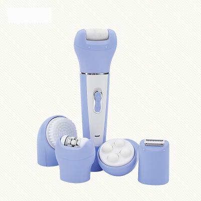 China Water Proof 5 in 1 Brush Epilator Shaver Facial Massager Callus Cleaning Remover for sale