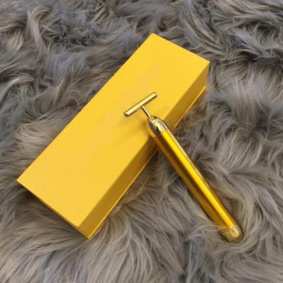 China Hair Removal Customized T To Shape Beauty Gold Bar Energy Magic Facial Roller For Face Massager for sale