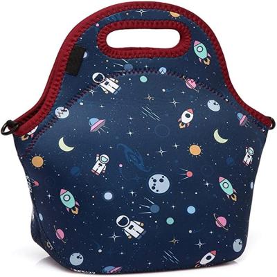 China Customized Printing High Quality Neoprene Waterproof Neoprene Lunch Tote Bag Outdoor Picnic Insulated Cooler Lunch Carry Bag for sale