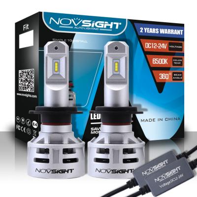 China Nighteye Novsight N9 6500k 60W 10000Lumen Super Bright Car Light Headlight Bulb H7 Led Bulb For Headlamp for sale