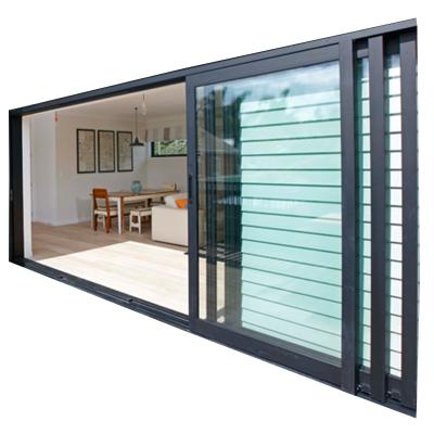 China Sound Insulation Saga Interior French Sound Insulation Large Pile Aluminum Glass Sliding Door for sale