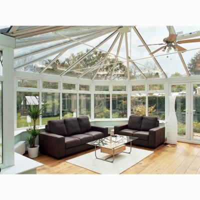 China Modern Prefab Aluminum Triangular Glass Sunrooms House Conservatory Green House Garden Conservatory Sunroom Fences Saga Glass Homes for sale