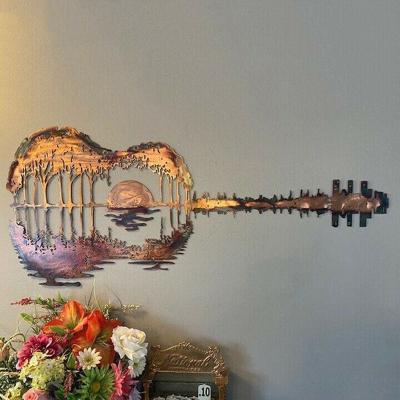 China Europe Guitar Wall Hanging Laser Cutting Metal Signs Wall Animal Home Decor for sale