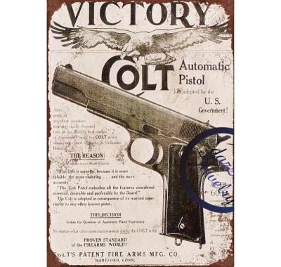 China Wholesale Europe Gun Pattern Small Retro Tin Signs With Saying Metal Wall Posters for sale