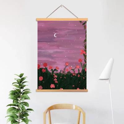 China Classic Canvas Banner Hanging Art Print Poster With Magnetic Wood Hanger Frame Wall Decor for sale