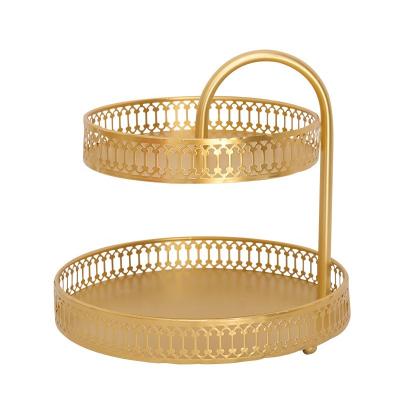 China Plant Sustainable Fruit Double Row Decorative Jewelry Storage Metal Tray For Home Hotel for sale