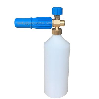 China New Brass Car Wash Pump Blue Color 1L Bottle OEM Logo High Quality Foam Cannon Snow Foam Lance for sale