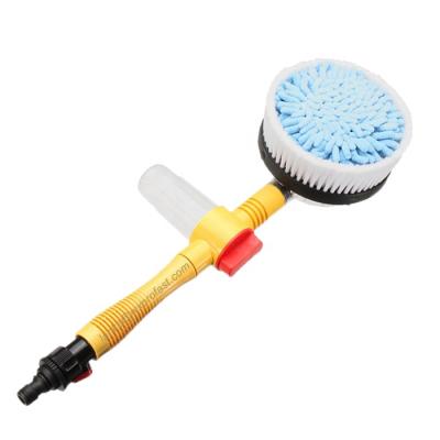 China Profast Cleaning Floor Automatically Rotating Car Wash Brush Tap Water Hose Car Cleaning Kit With Extension Soft Pole Chenille Brush for sale