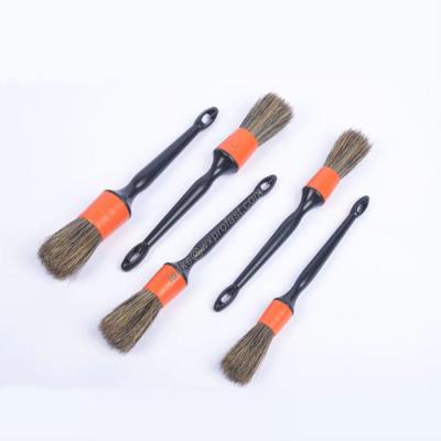 China For Car Interior or Wheel OEM High Quality Car Detailing Brush 5 PCS As Soft Pig Hair Wheel Set Mixed Bristle Color Auto Cleaning Brush for sale