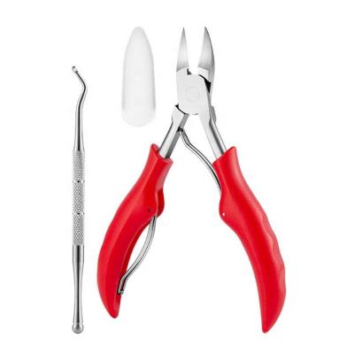 China Durable Cuticle Nipper Set Nail Clippers Stainless Steel Hard Toenail Clipper for Thick Toenails with Non-Slip Handle Cuticle Pusher for sale