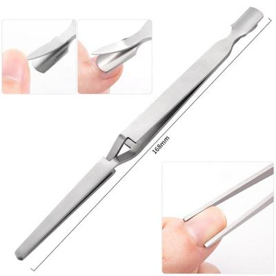 China Best Price Lasting Manicure Tweezers Rainbow Cuticle Remover Forming Tweezers Pinching Pick Pusher Multifunctional Art Nail Pincher for sale