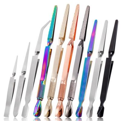 China Multifunctional Nail Art Rhinestones Decoration Picking Clip Factory Price Stainless Steel Durable Manicure Tweezers for sale