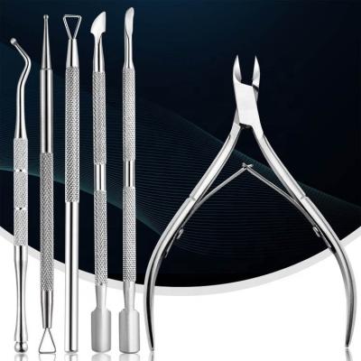 China Factory Price Durable Nail Polish Remover Cutter Cuticle Pusher Nail Dotting Tool Stainless Steel Manicure Tools for sale