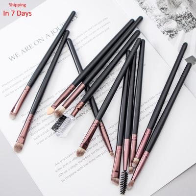 China Angular Blush 12 PCS Synthetic Fiber Gradient Eyeshadow Stick Eyebrow Brush Set for sale