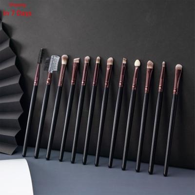 China Angular Blush 12 PCS Synthetic Fiber Eyeshadow Eyeshadow Oblique Eyelash Brush for sale