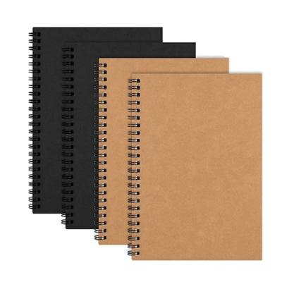 China 2023 A5 Printed Kraft Paper Notebook with Kraft Paper Cover Spiral Notebook for Student Black and Brown Color Notebook for sale