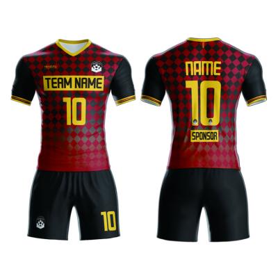 China Hot Selling Custom Printing Mens Football T-shirts Set Man Club Football Soccer Blank Moisture Wicking Designs Uniforms for sale