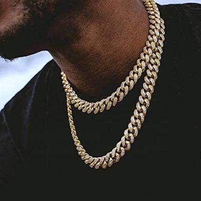 China Wholesale Hiphop mens chain hip hop jewerly gold silver diamond iced out cuban link chain necklace men for sale