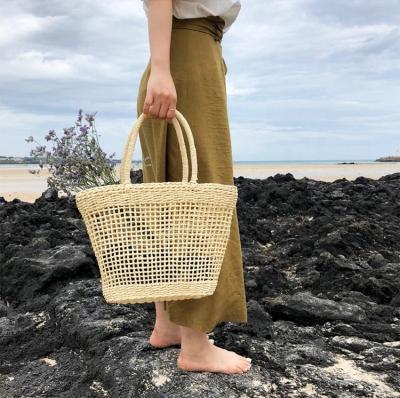 China Eco-friendly Handmade Paper Straw Beach Bag Crochet Straw Handbag for sale