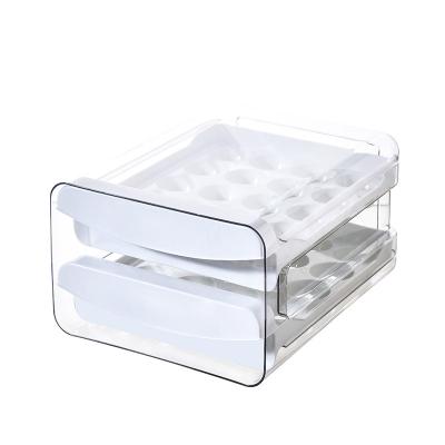 China Viable Household Kitchen Accessories Portable 2 Layer Egg Storage Box Kitchen Plastic Box Refrigerator Food Organizer for sale