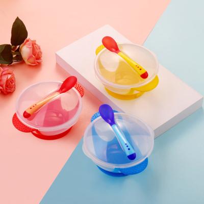 China BPA Free Baby Training Bowl Spoon Tableware Set Dinner Learning Dishes With Suction Cup Children Training Tableware for sale