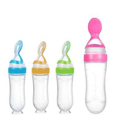 China Bpa Free Silicone Baby Bottle Bpa Free With Spoon Flexible Suction Silicon Conductor Dropper Labels Squeeze Bottles For Babies for sale