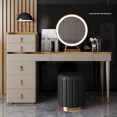 China Large Capacity Luxury Storage Bedroom Multifunctional Storage Cabinet Dressing Table Make-upTable With LED Mirror for sale