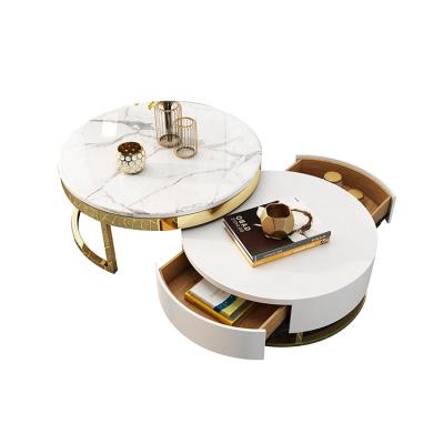 China Nordic Modern Sectional Furniture Round Center Nesting Living Room Couchtisch Hotel Luxury Gold Metal Coffee Table Tea Marble Coffee Tables for sale