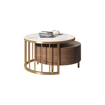 China 2021 New Style Extendable Modern Home Living Room Furniture Wooden Round Coffee Table for sale