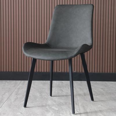 China Modern Gray Artificial Leather Dining Chairs (Others) Adjustable Cheap Hot Sale Price Home Furniture With Metal Legs for sale